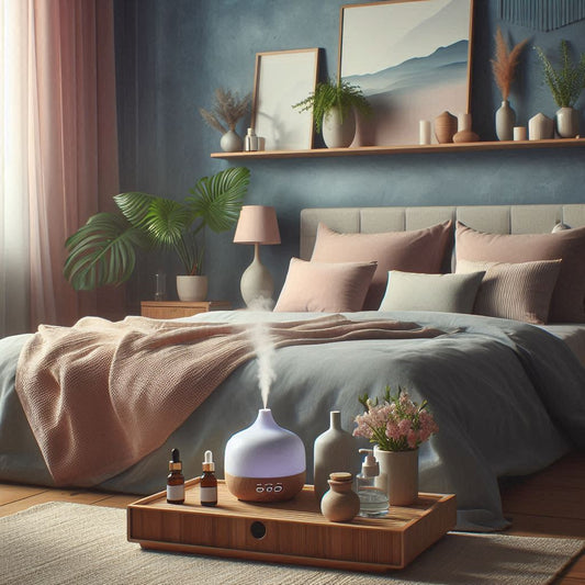 Aromatherapy oils with diffusers promoting relaxation and calm