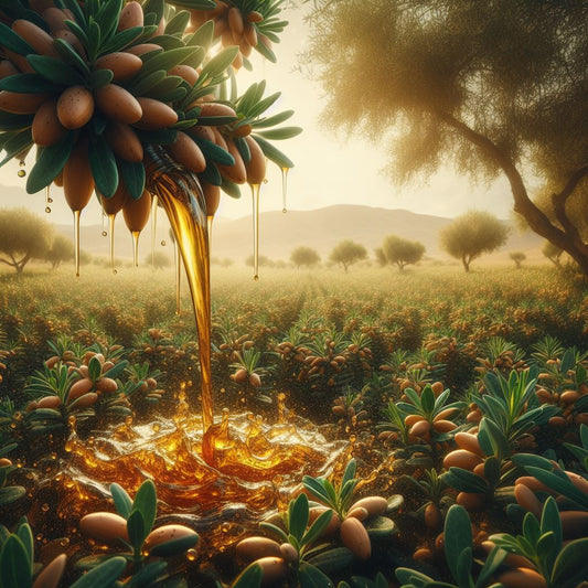 jojoba oil being poured in a field. 