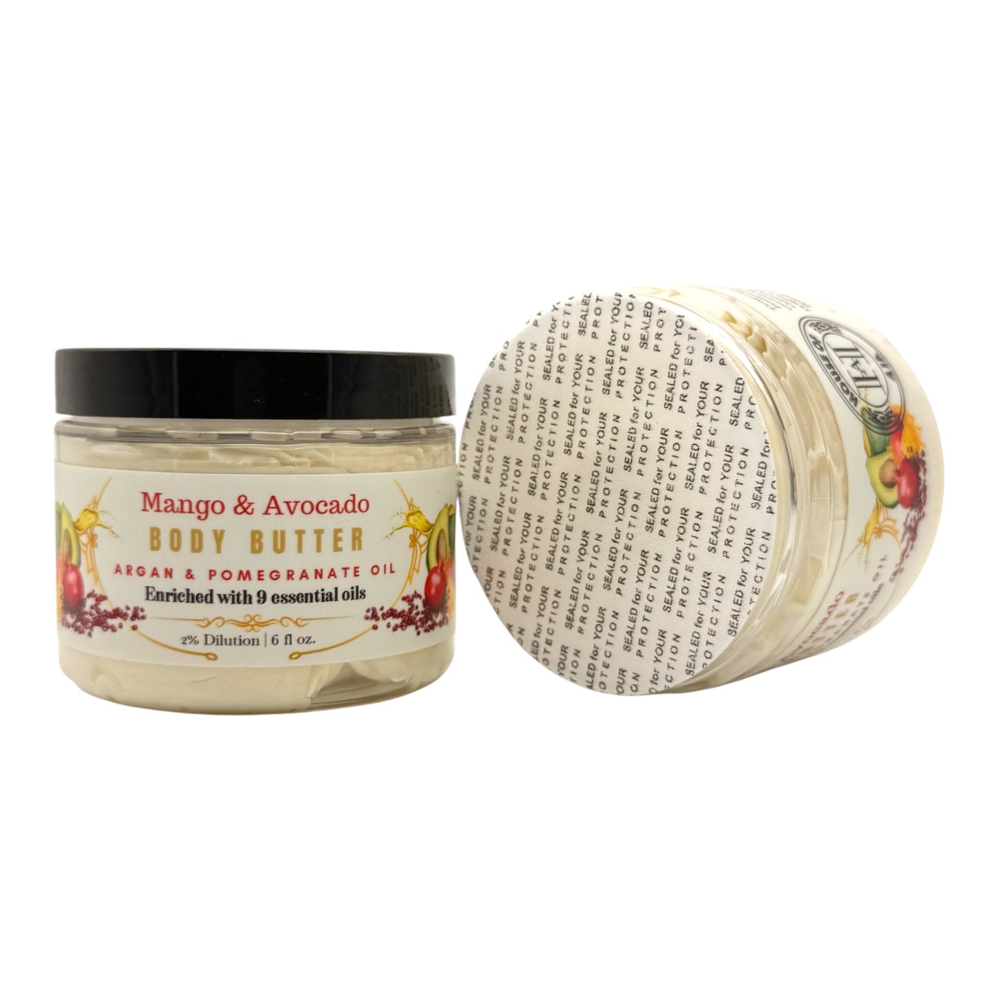 Freshly sealed for your peace of mind. Our Mango & Avocado Body Butter comes with a protective seal to ensure purity and freshness, giving your skin the care it deserves, every time.