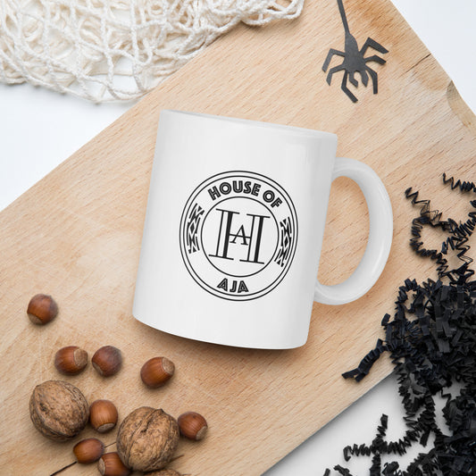 House of Aja brand logo coffee mug