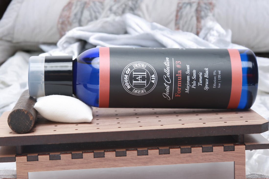 Deeply soothing body oil with Palo Santo, Marjoram Sweet, and Turmeric
