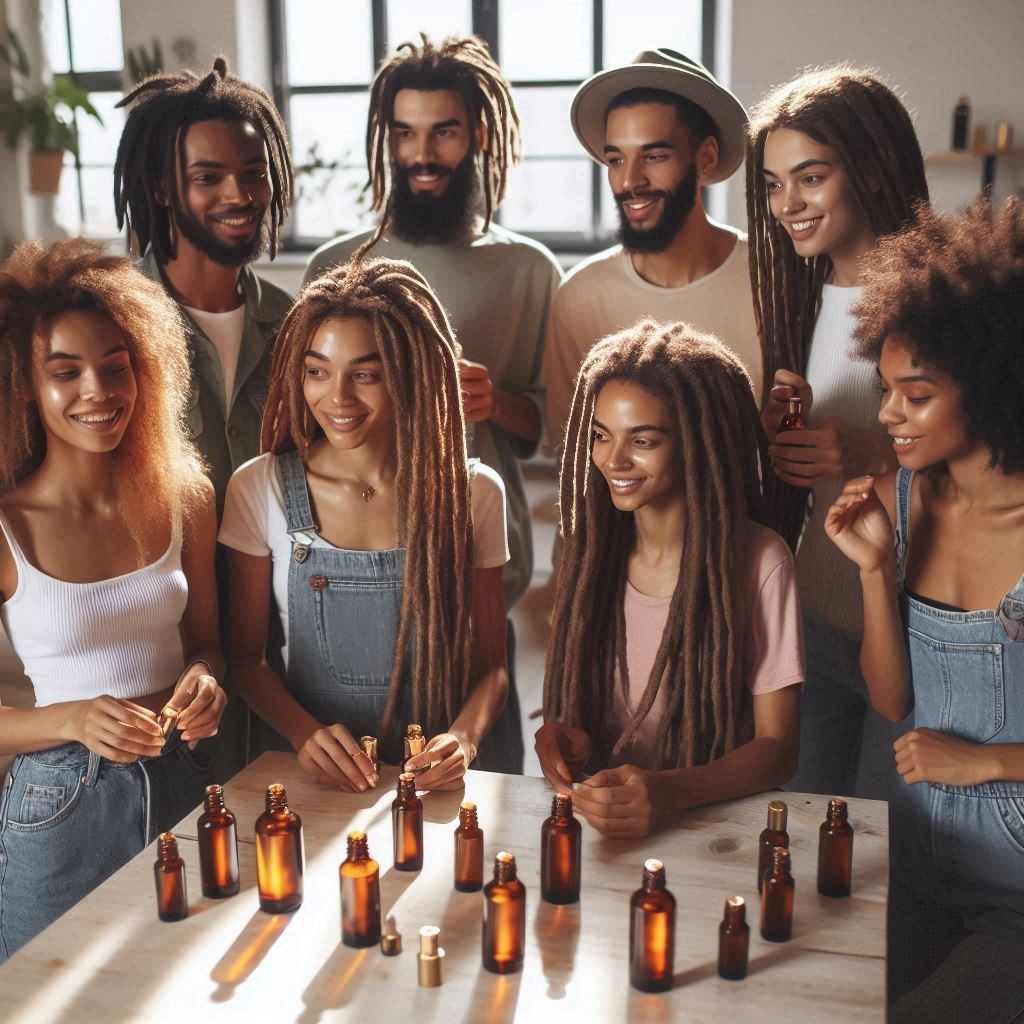 Gen Z influencers using essential oils for locs