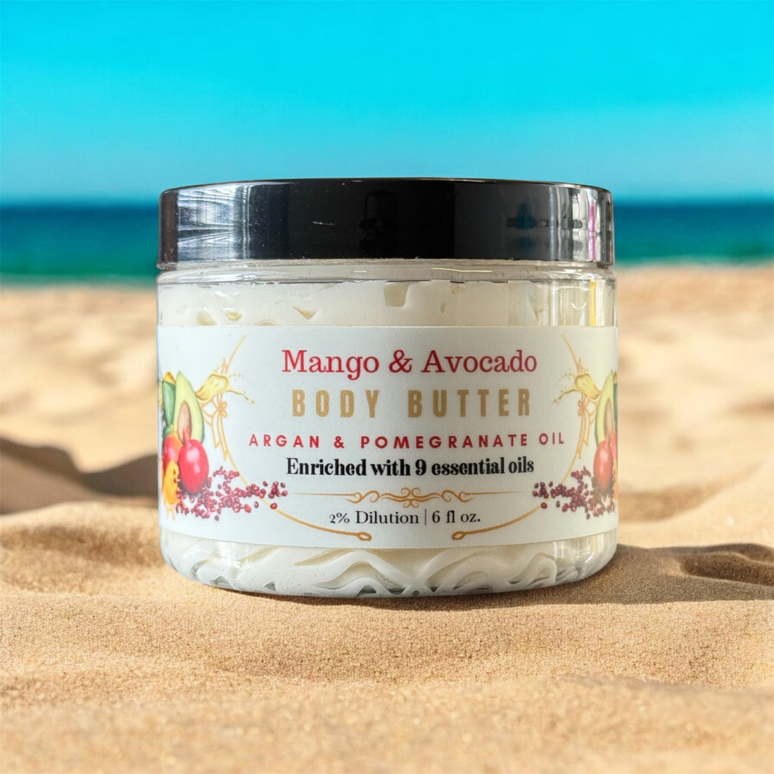 Mango and Avocado Body Butter is formulated with Pomegranate Oil