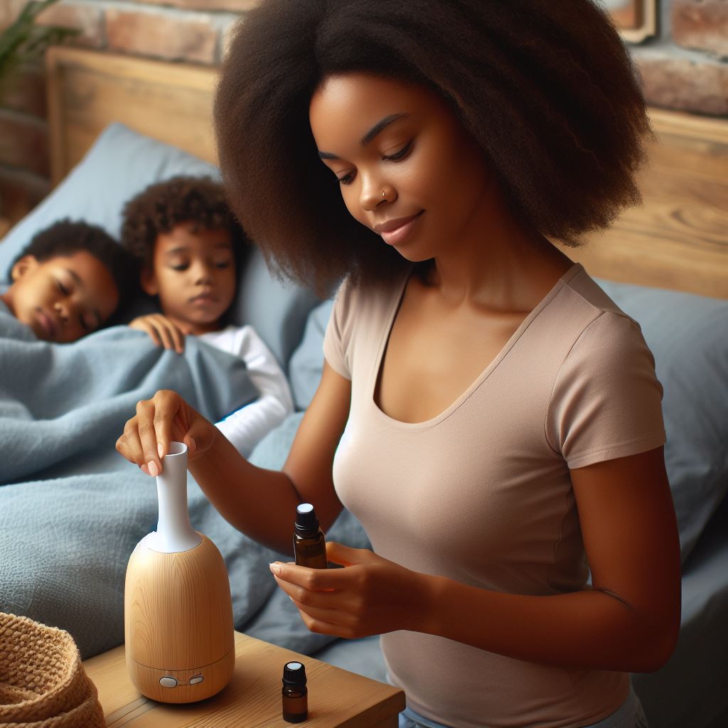 Diffuser with essential oil blend for a fresh home environment.