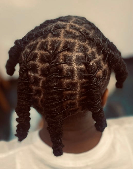 A confident man showcasing his impeccably styled barrel roll locs dreads, embodying the fusion of cultural pride and modern flair.