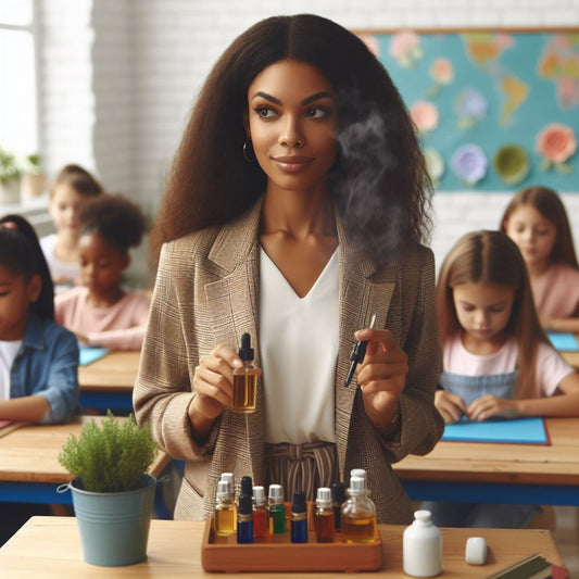 Person practicing mindfulness with essential oils for mental wellness.